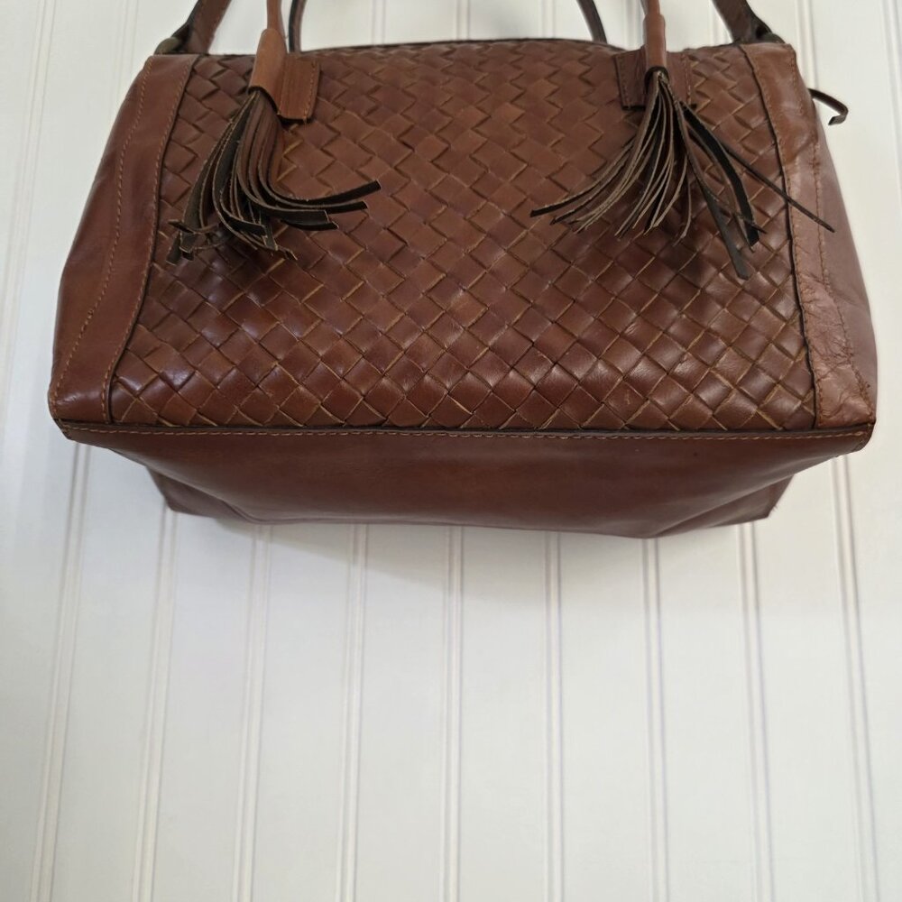 Noonday Monterey Shoulder or Hand Bag/Purse-Brown Woven Leather - Picture 4 of 12